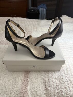 Bandolino Black Open-Toe Ankle Strap Heels